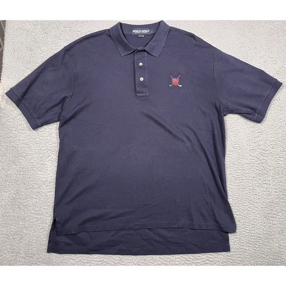 Polo Golf Ralph Lauren Mens Shirt Collared Navy Blue Cotton‎ Bay Hill Large L